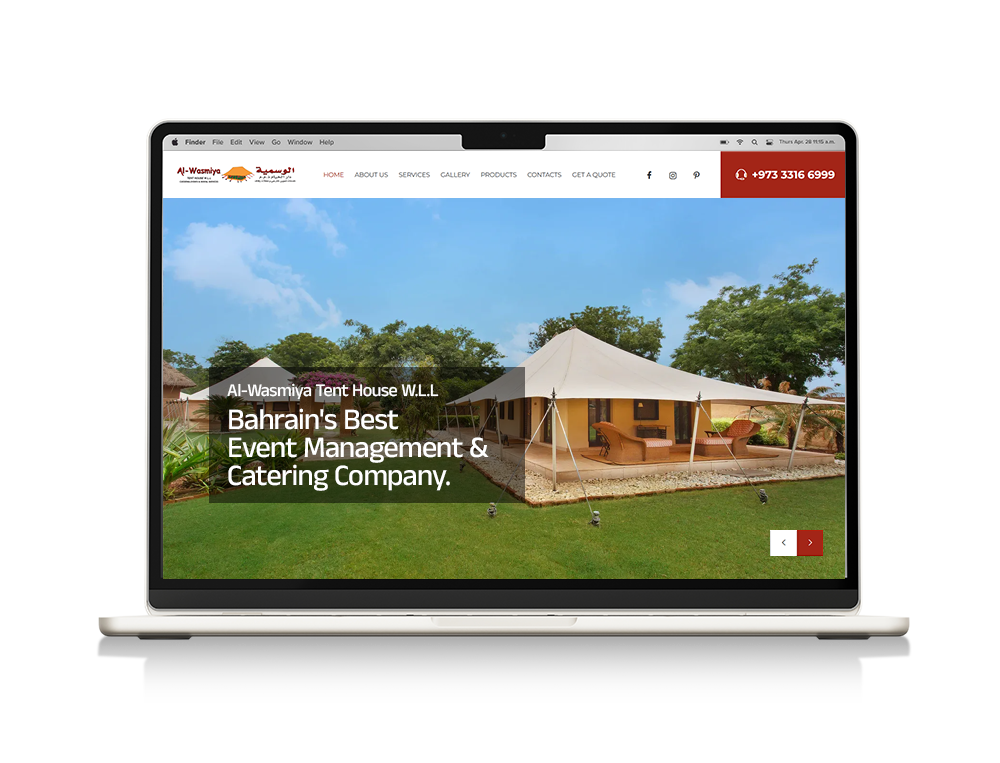 Website designed for Bahrain based catering & event management company Al-Wasmiya Tent House